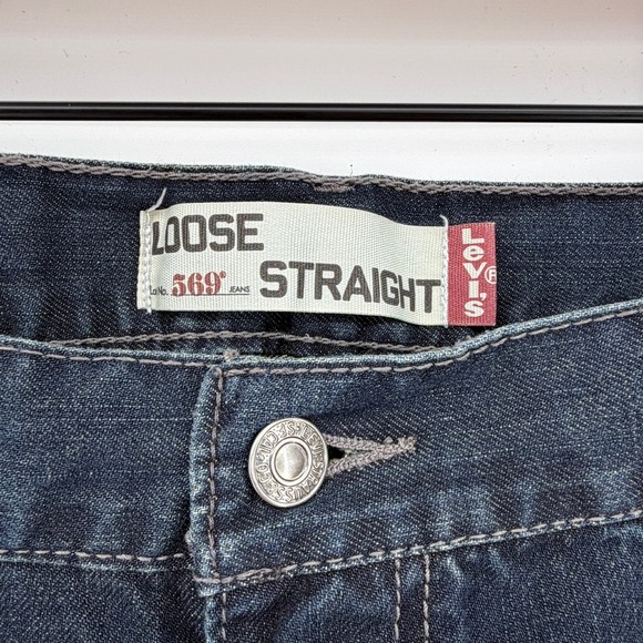 Levi Strauss 569 Loose Straight Dark Wash Denim Jeans Men's W44 L32 Red‎ Tag - Picture 6 of 12